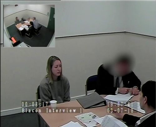 Lucy Letby, who was on trial at Manchester Crown Court charged with the murder of seven babies, speaks during her interrogation, in Chester, Britain, in this screengrab obtained from an undated Handout video obtained by Reuters on August 17, 2023. 