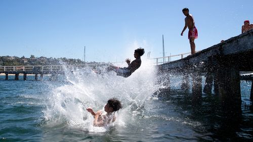 Balmoral Beach in Sydney on a hot day. 