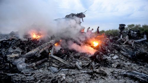 The crash site of MH17 in eastern Ukraine.