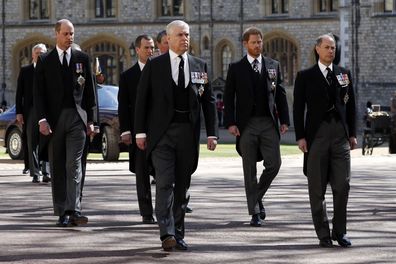 Princes William and Harry attend Prince Philip's funeral on September 19. 