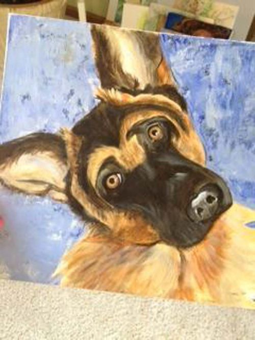 A woman who saw beauty in the dog decided to paint the German Shepherd. (Facebook)