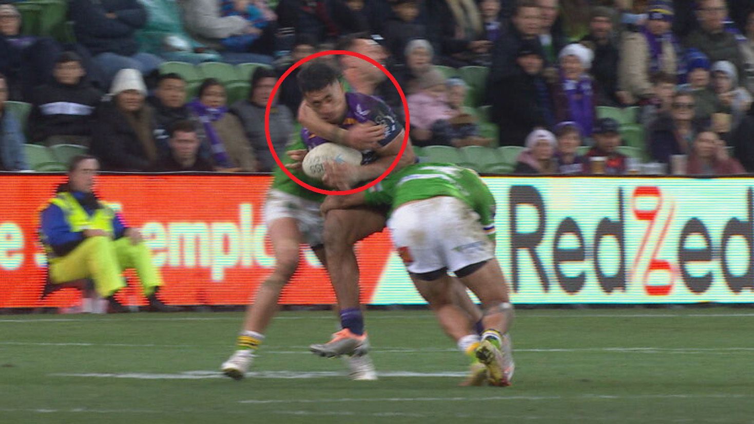 Raiders winger Jordan Rapana faces two to three match ban after crunching high shot on Marion Seve