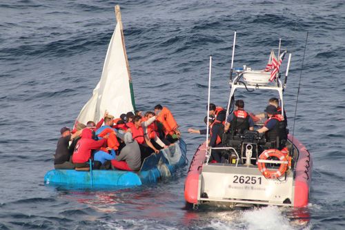 Coast Guard Cutter Richard Etheridge's crew notified Sector Key West watchstanders of this migrant vessel about 20 miles south of Key West, Florida, December 20, 2022. 