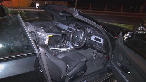 The car was wrecked after crashing into the fence. Road rage Esplanade Adelaide