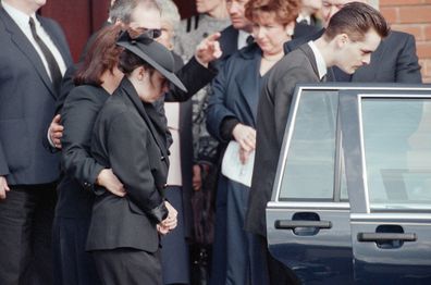 The funeral of James Bulger at Sacred Heart Church in 1993.