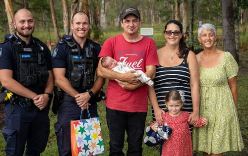 Baby Blake was born in a police station carpark in Queensland