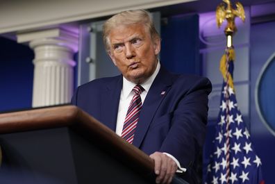 President Donald Trump pauses while speaking during a news conference at the White House, Sunday, Sept. 27, 2020, in Washington. (AP Photo/Carolyn Kaster)