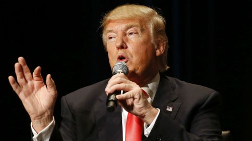 Donald Trump speaks during a campaign event at the Orpheum Theatre in Sioux City, Iowa. (AP Photo/Patrick Semansky)