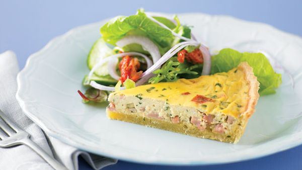 Ham tomato and parmesan quiche