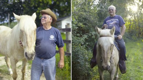 Man celebrates enduring friendship with blind horse