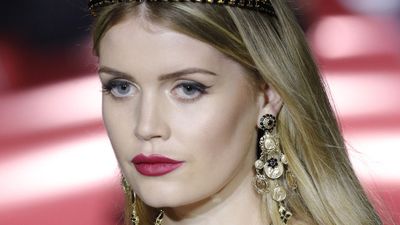 Lady Kitty Spencer walks the runway for Dolce and Gabbana during Milan Fashion Week, September 2017