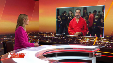 A Current Affair host Ally Langdon speaks to karate teacher, sensei Andrew Nasr.