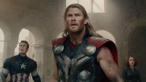 Captain America (Chris Evans), Thor (Chris Hemsworth) and Black Widow (Scarlett Johansson). (Marvel Entertainment)