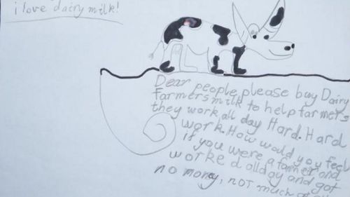 'Dear people please buy dairy farmers milk': Young girl appeals for help