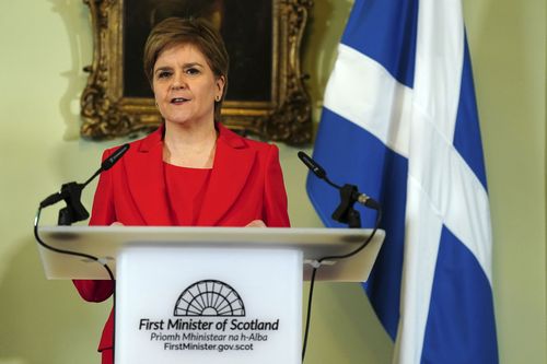 Nicola Sturgeon speaks during a press conference at Bute House in Edinburgh, Wednesday, Feb. 15 2023. 