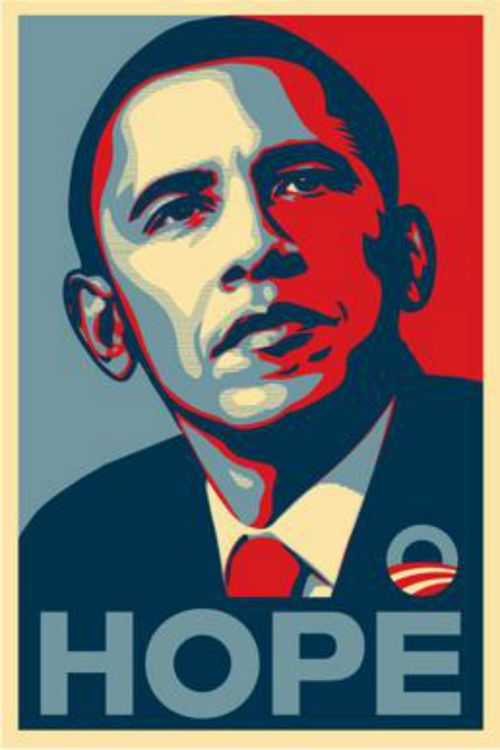 The famed Barack Obama "Hope" poster, designed by artist Shepard Fairey. (Supplied)
