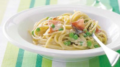 Low-fat pasta carbonara