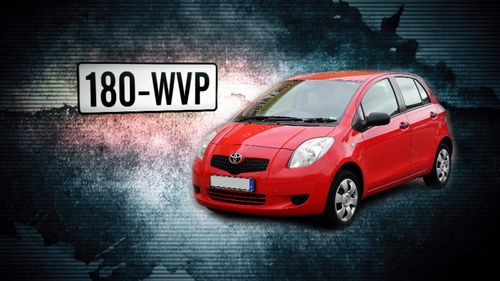 The stolen vehicle is described as a red 2006 Toyota Yaris with Queensland registration 180-WVP.