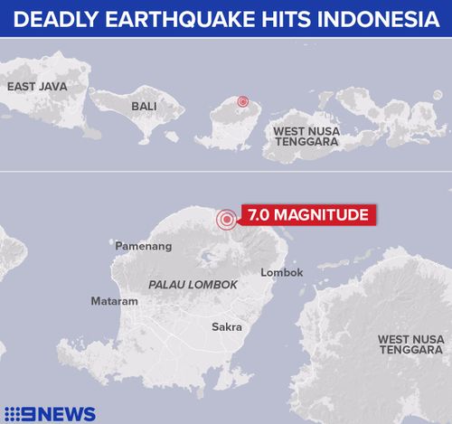 The earthquake hit Lombok and Bali in Indonesia