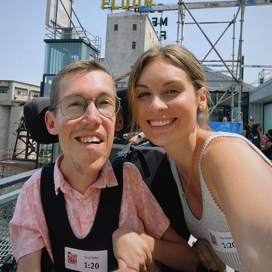 Shane and Hannah Burcaw enjoying their Minneapolis staycation.