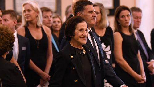 His wife, former NSW governor Dame Marie Bashire was joined by family and friends. (AAP)