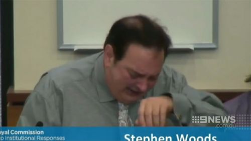 Stephen Woods broke down as he recounted the abuse he suffered. (9NEWS)