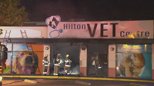 A family-owned vet was completely destroyed by fire in Adelaide this morning.