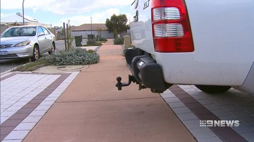 Courtney Luntie-Jenkins said she has parked her Ford Ranger at the front of her Byford house in the same spot for more than a year because it doesn’t fit in the garage. Picture: 9NEWS