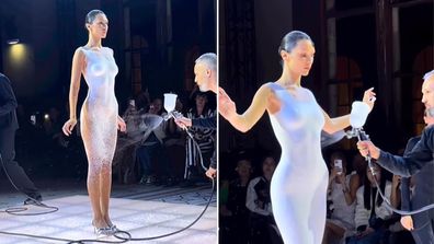 Bella Hadid spray-on dress