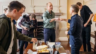 Prince William behind the scenes of That Peter Crouch Podcast recording in March at Kensington Palace