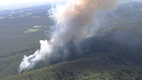 The fire is burning in Gembrook. (9NEWS)