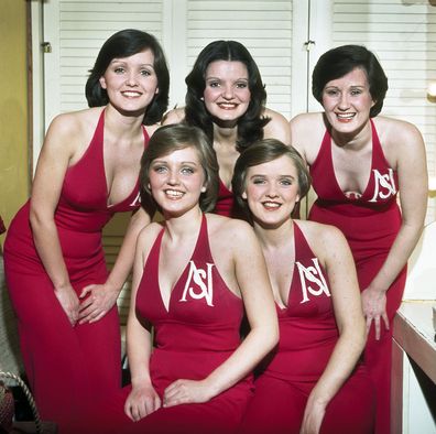 Portrait of the Irish girl group The Nolans, London, England, 1981. 