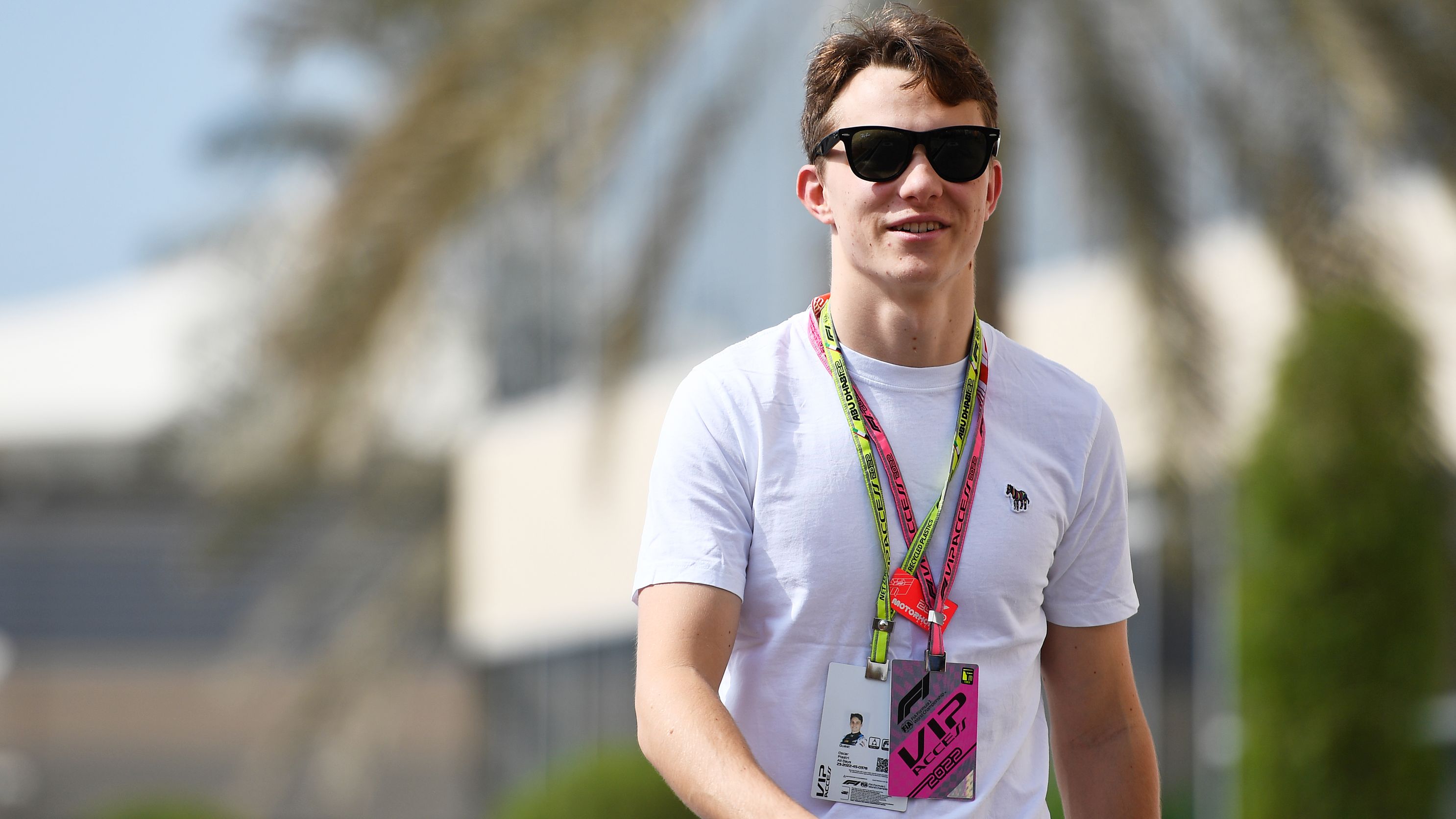 Oscar Piastri walks into the F1 paddock prior to the F1 Grand Prix of Abu Dhabi.
