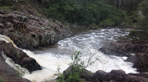 The man drowned after trying to rescue a child who slipped into the falls.