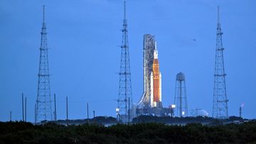 NASA&#x27;s next-generation moon rocket, the Space Launch System (SLS) with the Orion crew capsule perched on top, stands on launch complex 39B as it is prepared for launch for the Artemis 1 mission at Cape Canaveral, Florida, U.S. September 3, 2022. 