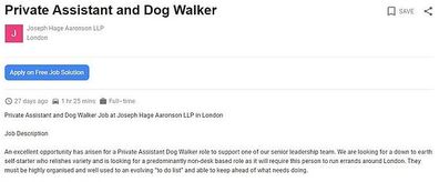 Law firm offers $58,000 for dog walking role