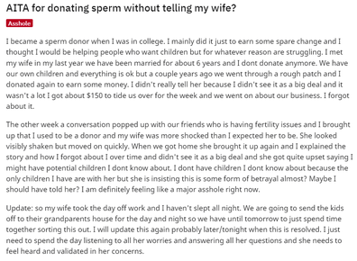 Reddit sperm donation