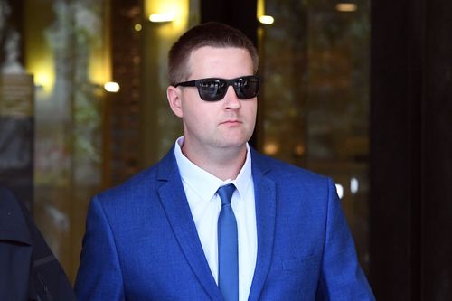 Senior Constable Andrew Bruce was charged in April with failing to get convicted sex offender Anthony Sampieri off the streets before he allegedly raped a young girl in a Kogarah dance studio. 