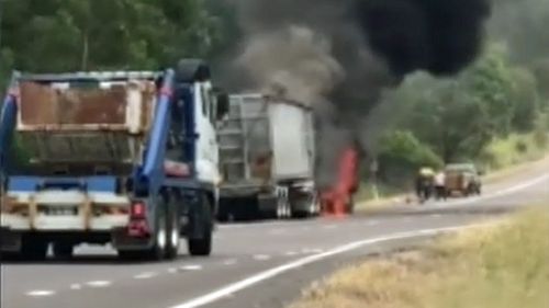 Truck carrying 800 litres of diesel alight north of Newcastle at Beresfield. Motorists are warned to avoid the area.