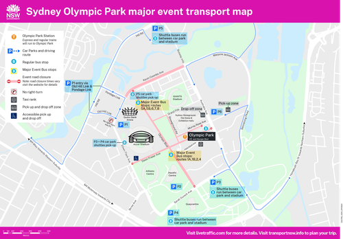 Sydney Olympic Park map for Taylor Swift Eras Tour and Blink 182