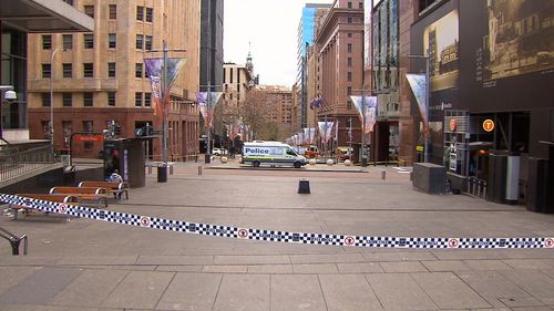 Parts of Sydney's CBD were a ghost town today, with only emergency services allowed inside. Picture: 9NEWS