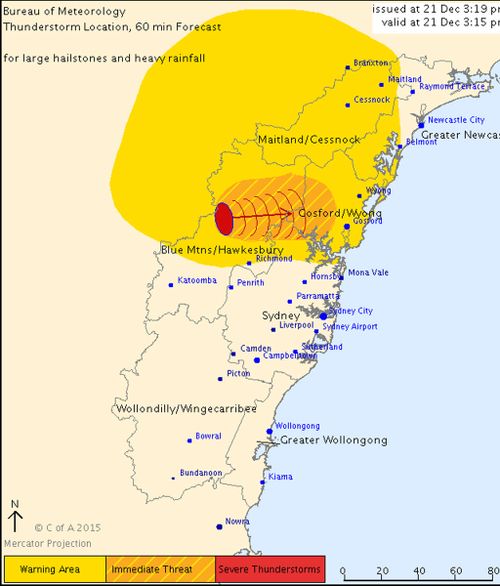 Severe thunderstorm warning for parts of Sydney, NSW's Hunter and Central Tablelands