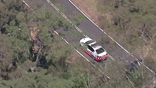 A police vehicle in the Royal National Park today. (9NEWS)