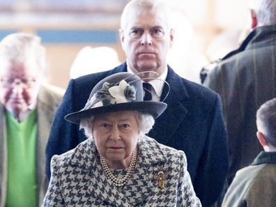 The Queen and Prince Andrew arrive for church at St Mary the Virgin at Hillington in Sandringham on January 19, 2020.