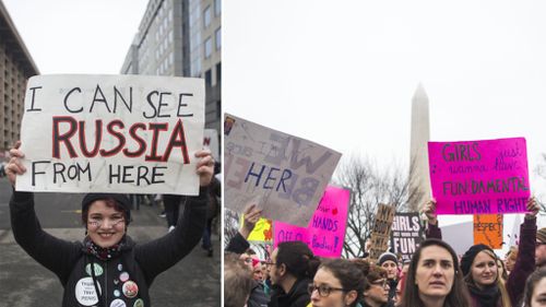 Women at the march in Washington DC. (AFP)