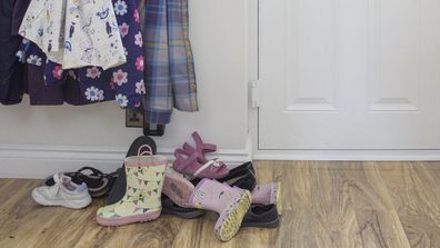 A real photo of a typical front door of a family home.