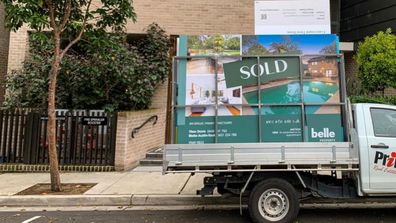 Real estate sales board sold Sydney property listing 