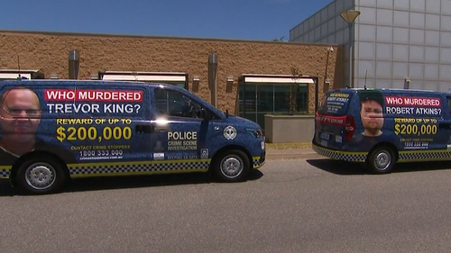 Three crime investigation vehicles have been re-branded to include images of Robert Atkins, Trevor King and Jeff Mundy. 