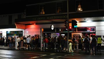 Feature essay on Sydney nightlife rebounding after the full lifting of coronavirus restrictions. Photographs from Newtown precinct including the Marlborough Hotels Marly Bar and Kulleto Bar. Photographs taken Saturday 26th March 2022. 
