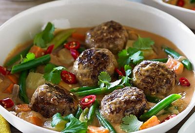 Recipe: <a href="/recipes/ibeef/8976930/hayden-quinns-red-thai-beef-meatball-curry" target="_top">Red Thai beef meatball curry</a>